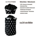 TE-Trend Wäschesammler 60L Faltbar Schwarz Skull Motiv Bild 1