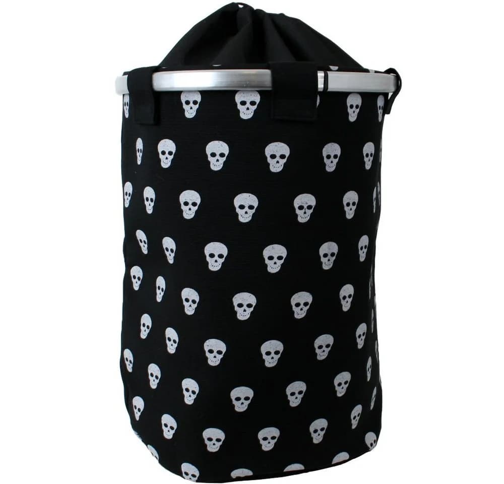 TE-Trend Wäschesammler 60L Faltbar Schwarz Skull Motiv - Bild 2