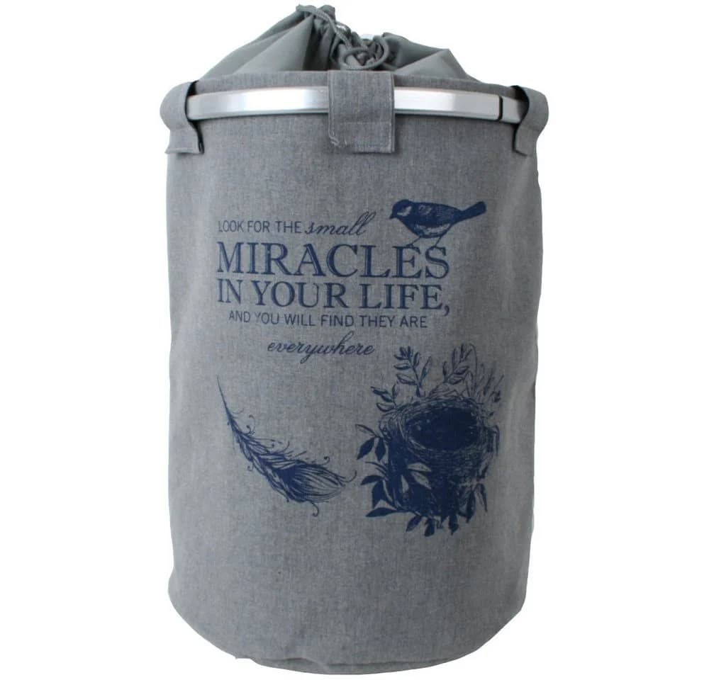 TE-Trend Wäschesammler 60L Faltbar Schwarz Miracles Motiv - Bild 2