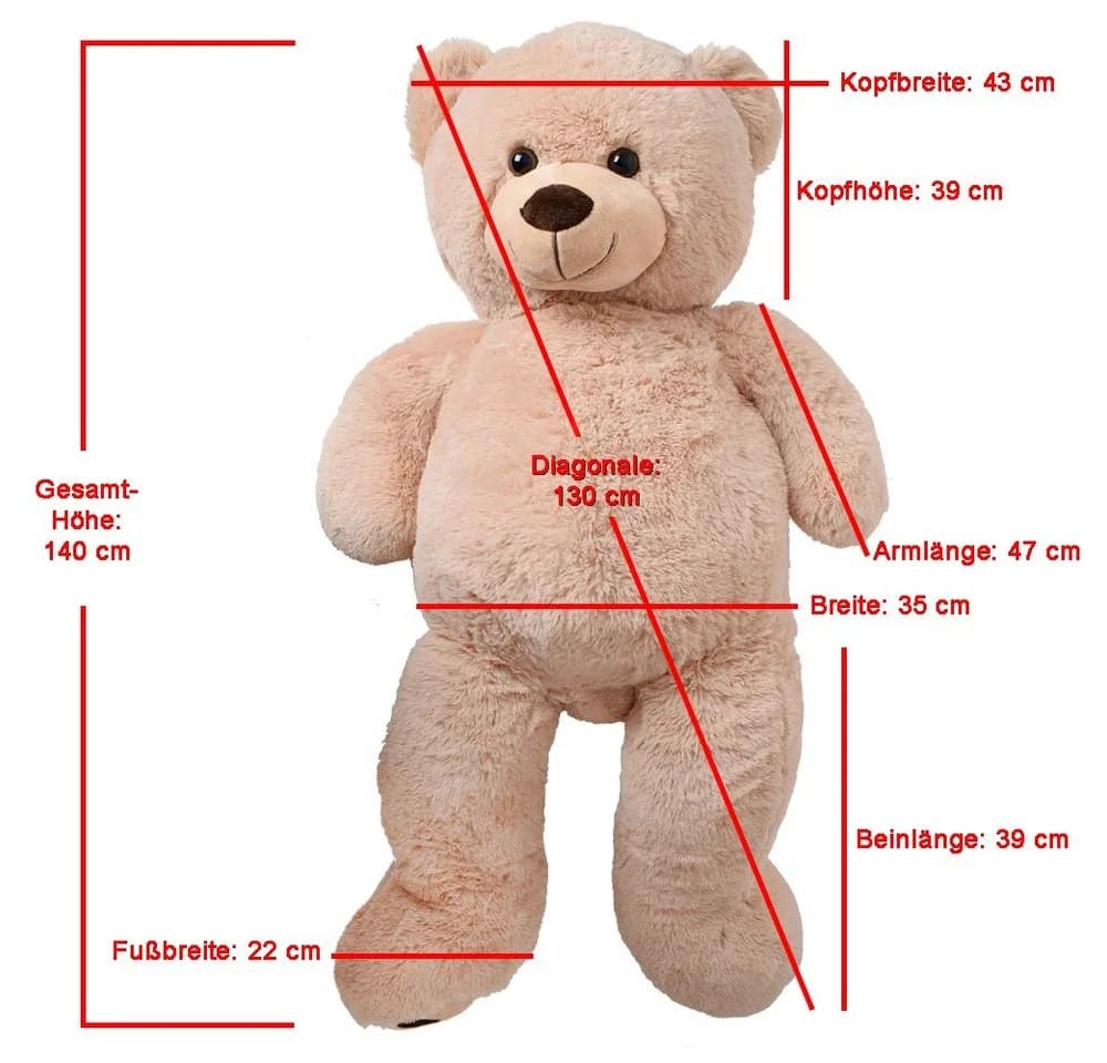TE-Trend Kuscheltier XXL Riesenteddy 135cm Brauner Teddybär - Bild 5