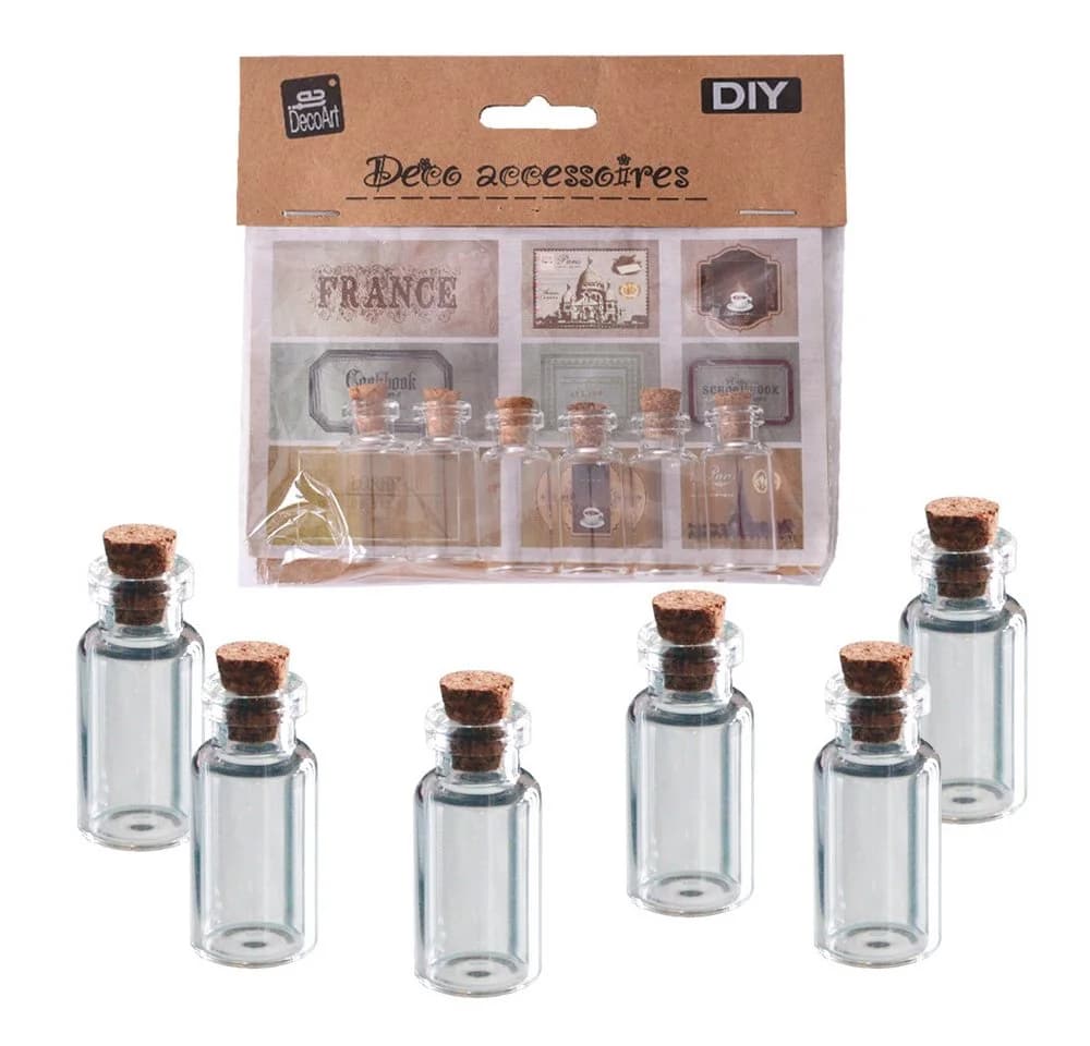 TE-DecoArt Deko-Glas 12 Stück Mini Glasflaschen Set