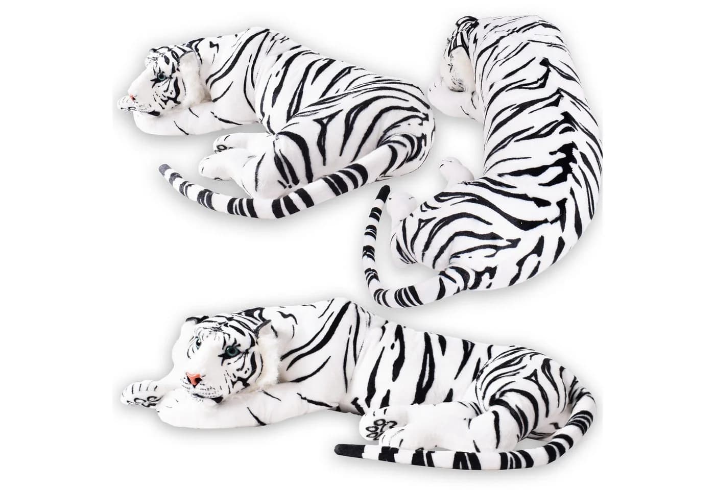 TE-Trend Kuscheltier Tiger 90cm XXL Deko Plüschtier Stofftiger Weiß - Bild 5
