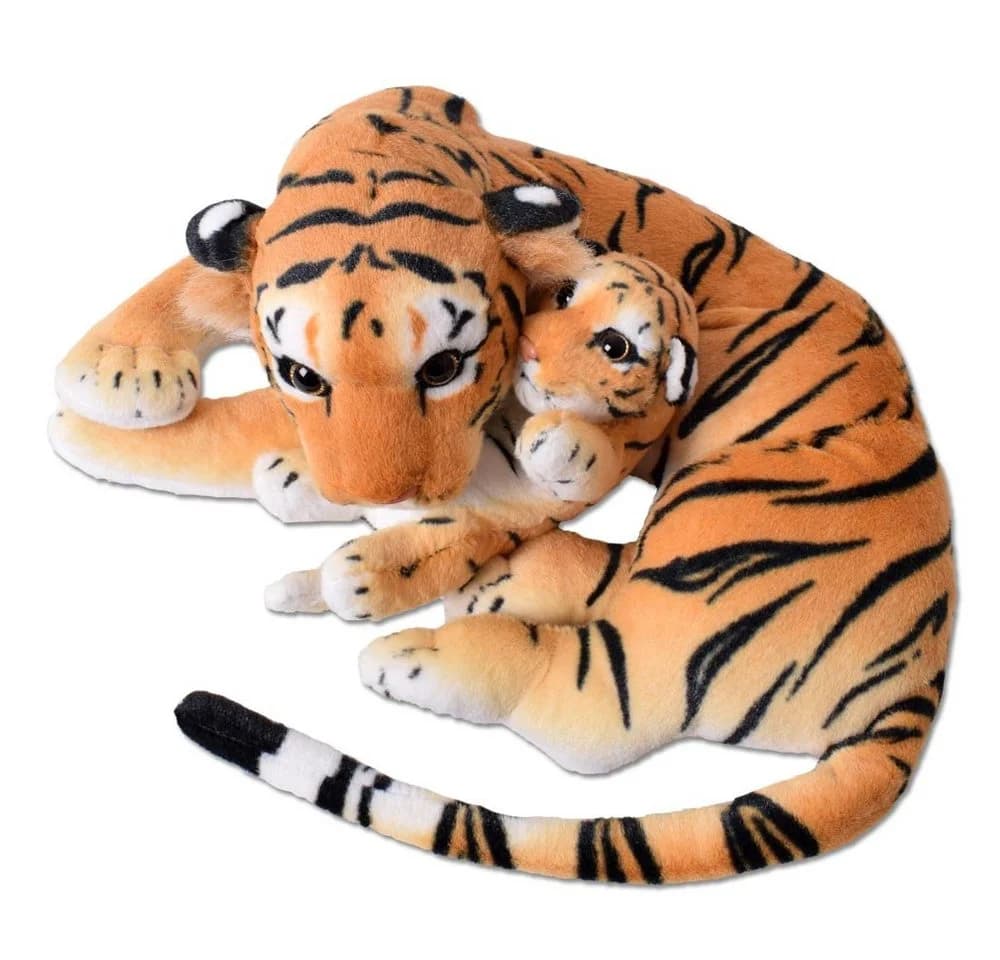 TE-Trend Kuscheltier Tiger mit Tigerbaby Deko Plüschtier Set 60cm
