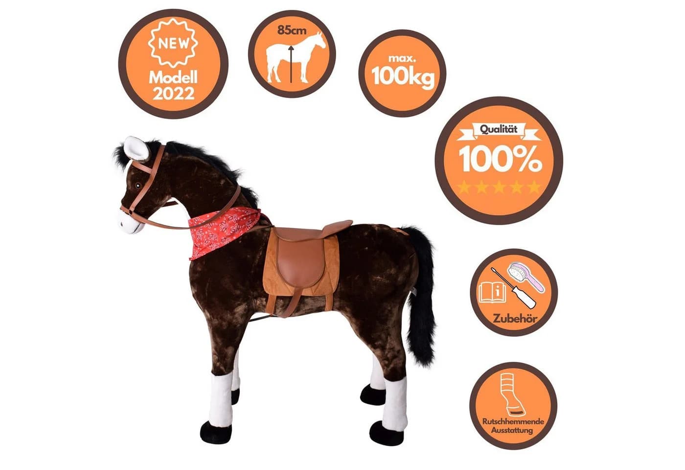 TE-Trend Reitpferd Braunes Stehpferd mit Soundmodul - Bild 4
