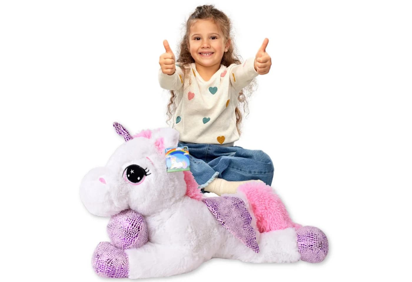 TE-Trend Kuscheltier Einhorn 45 cm Plüschtier weiß mit Glitzer