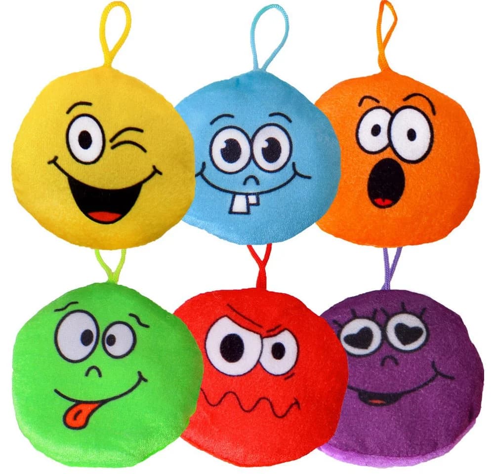 TE-Trend 6 Stück Mini Kissen Anhänger Smiley Bunt 10 cm - Bild 2