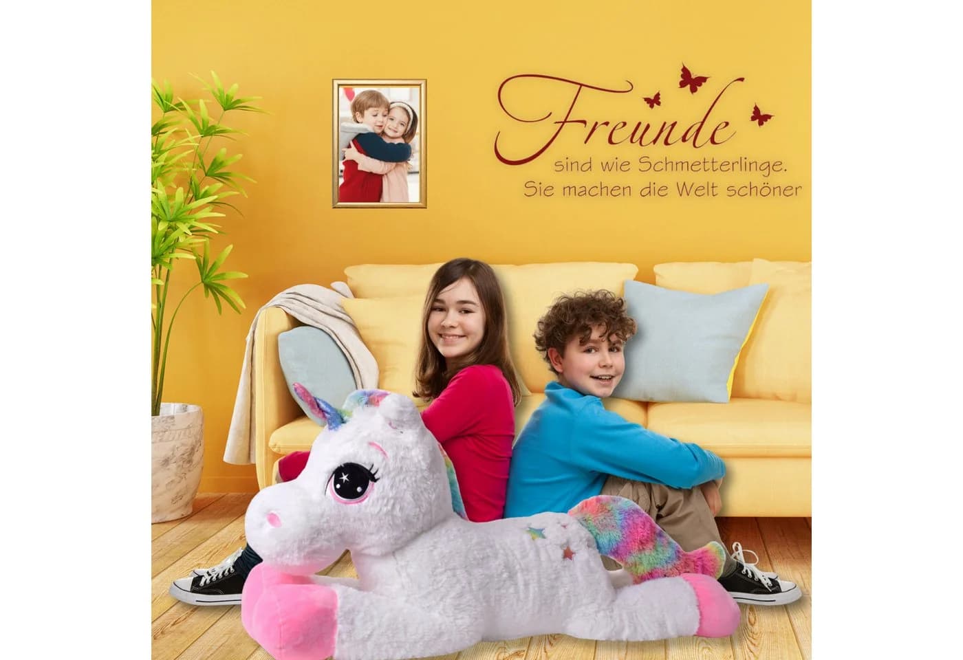 TE-Trend Kuscheltier Einhorn 110 cm XXL Plüschtier mit Glitzer-Design - Bild 4