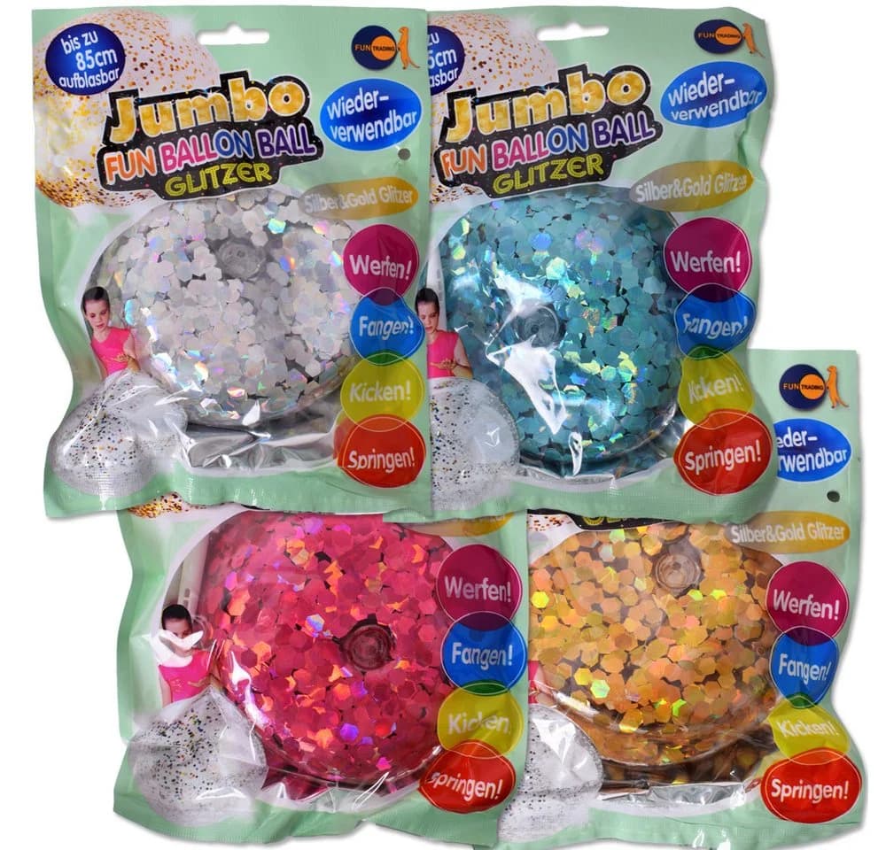 TE-Trend Spielball 4 Stück Glitter Luftballon 85cm wiederverwendbar