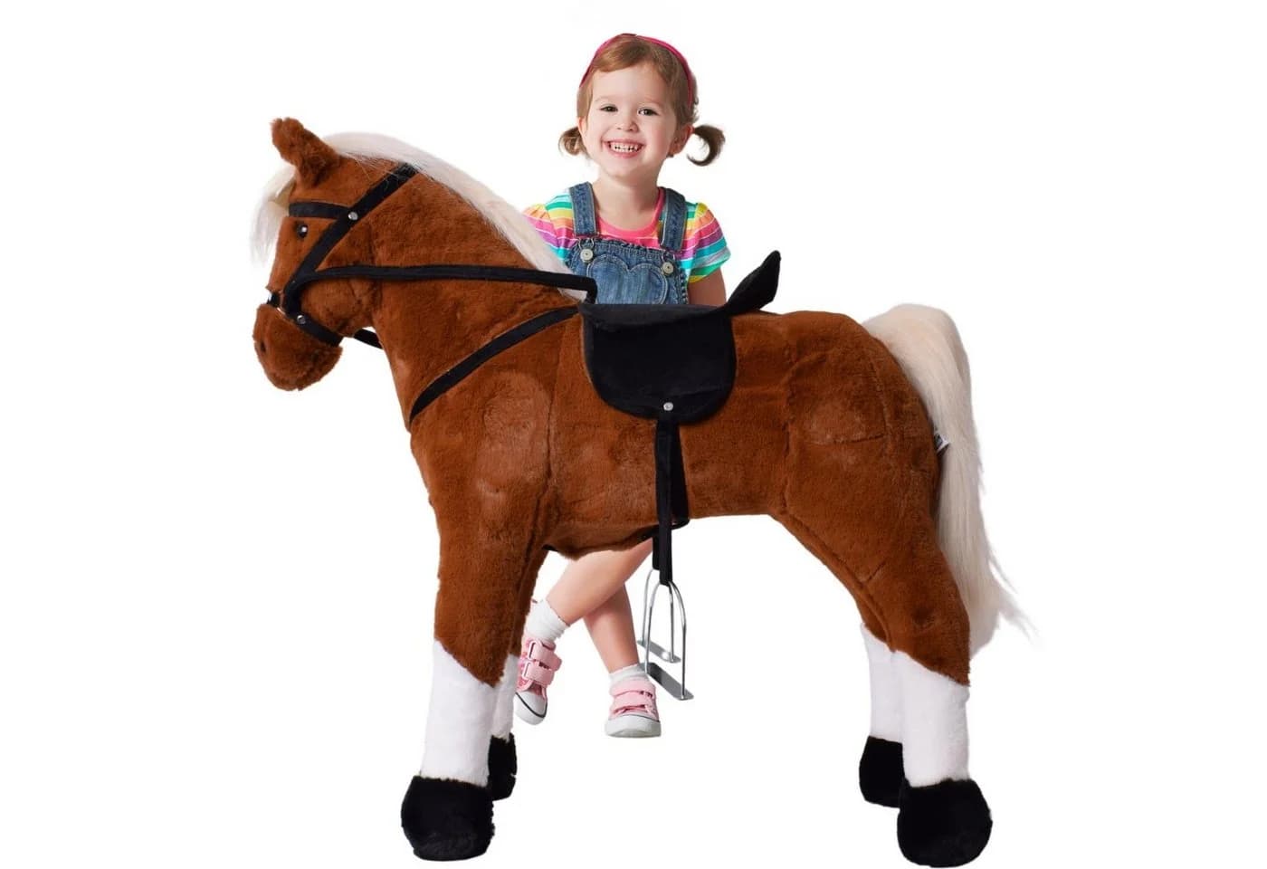 TE-Trend Reitpferd 70 cm Spielzeug Schaukelpferd hellbraun mit Soundmodul - Bild 2