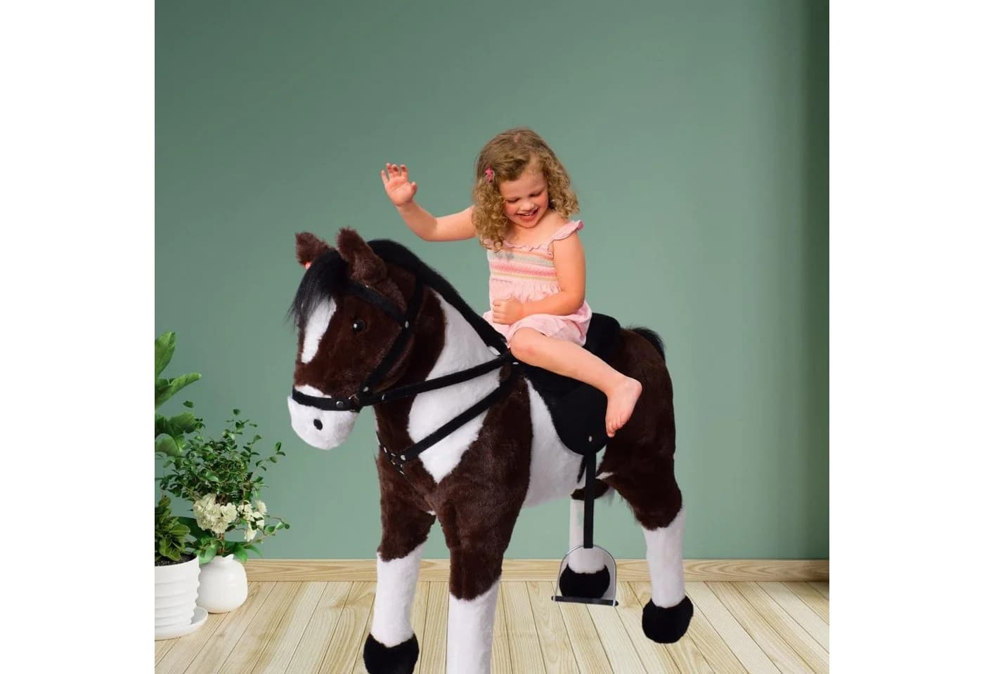 TE-Trend Reitpferd 70 cm Spielzeug Schaukelpferd Braun mit Soundmodul - Bild 3