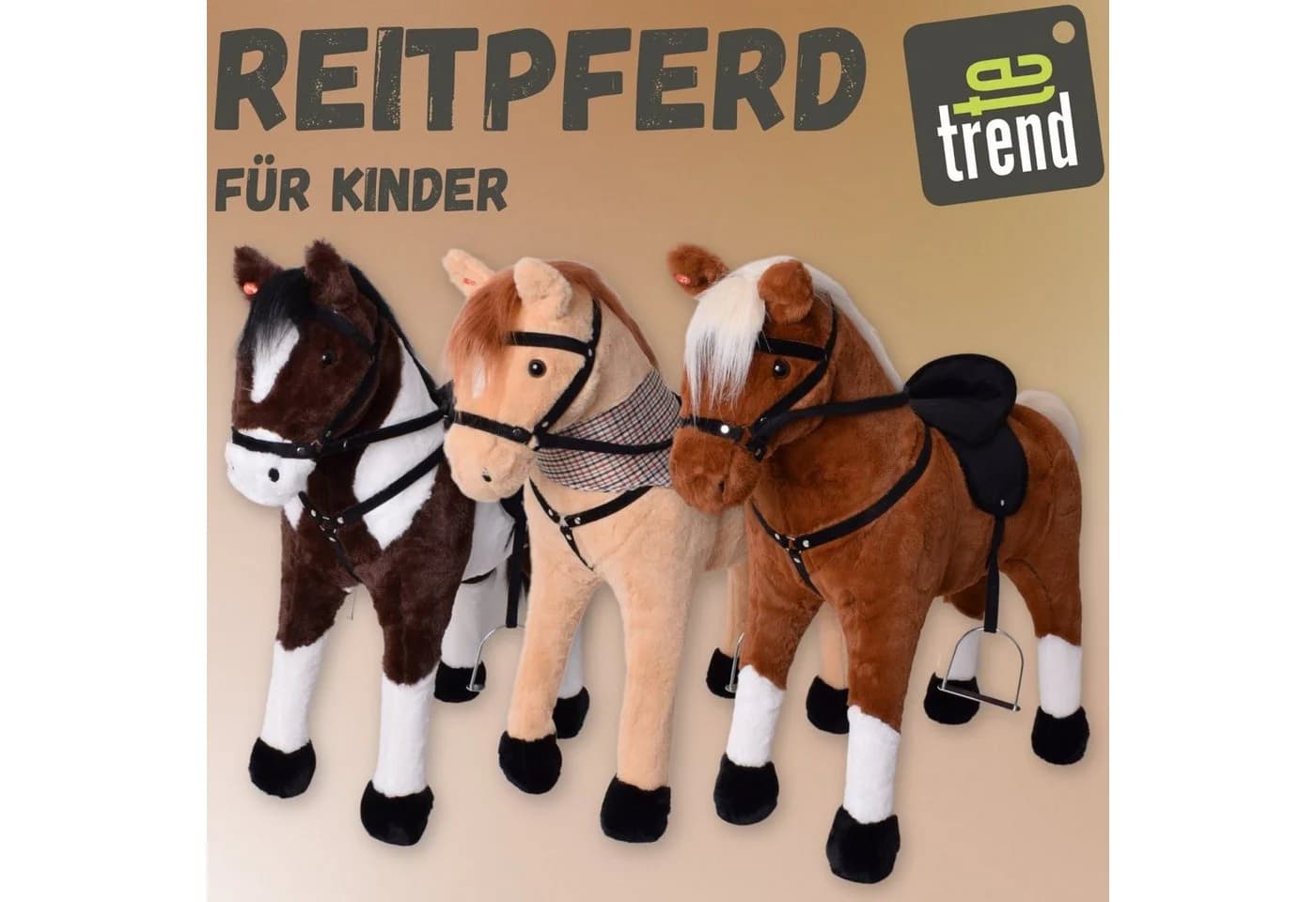 TE-Trend Reitpferd 70 cm Spielzeug Schaukelpferd Braun mit Soundmodul - Bild 5