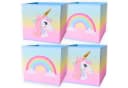 TE-Trend Spielzeugtruhe 4 Stück Aufbewahrungsbox Einhorn Regenbogen Bunt Bild 2