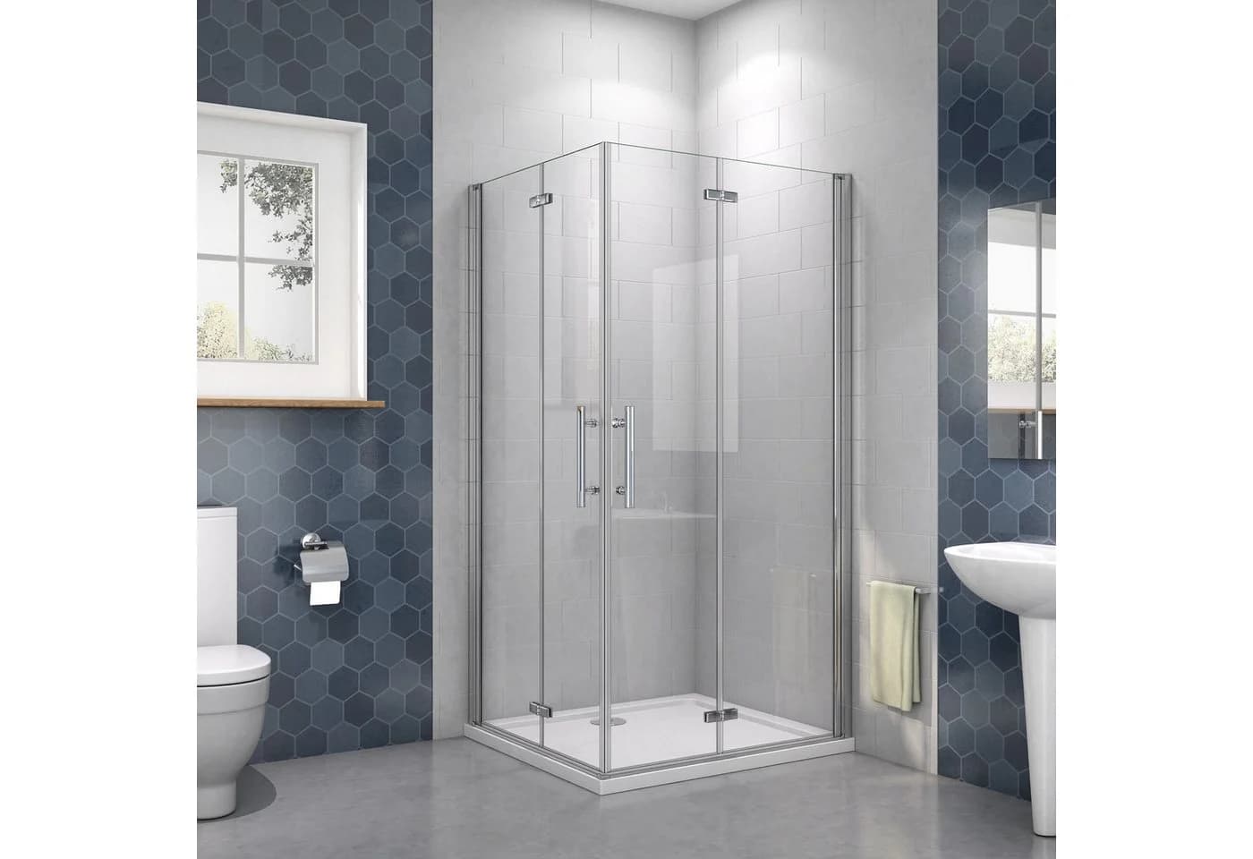 AICA Eckdusche Scharnier-Falttür mit Sicherheitsglas und NANO-Beschichtung - Bild 2