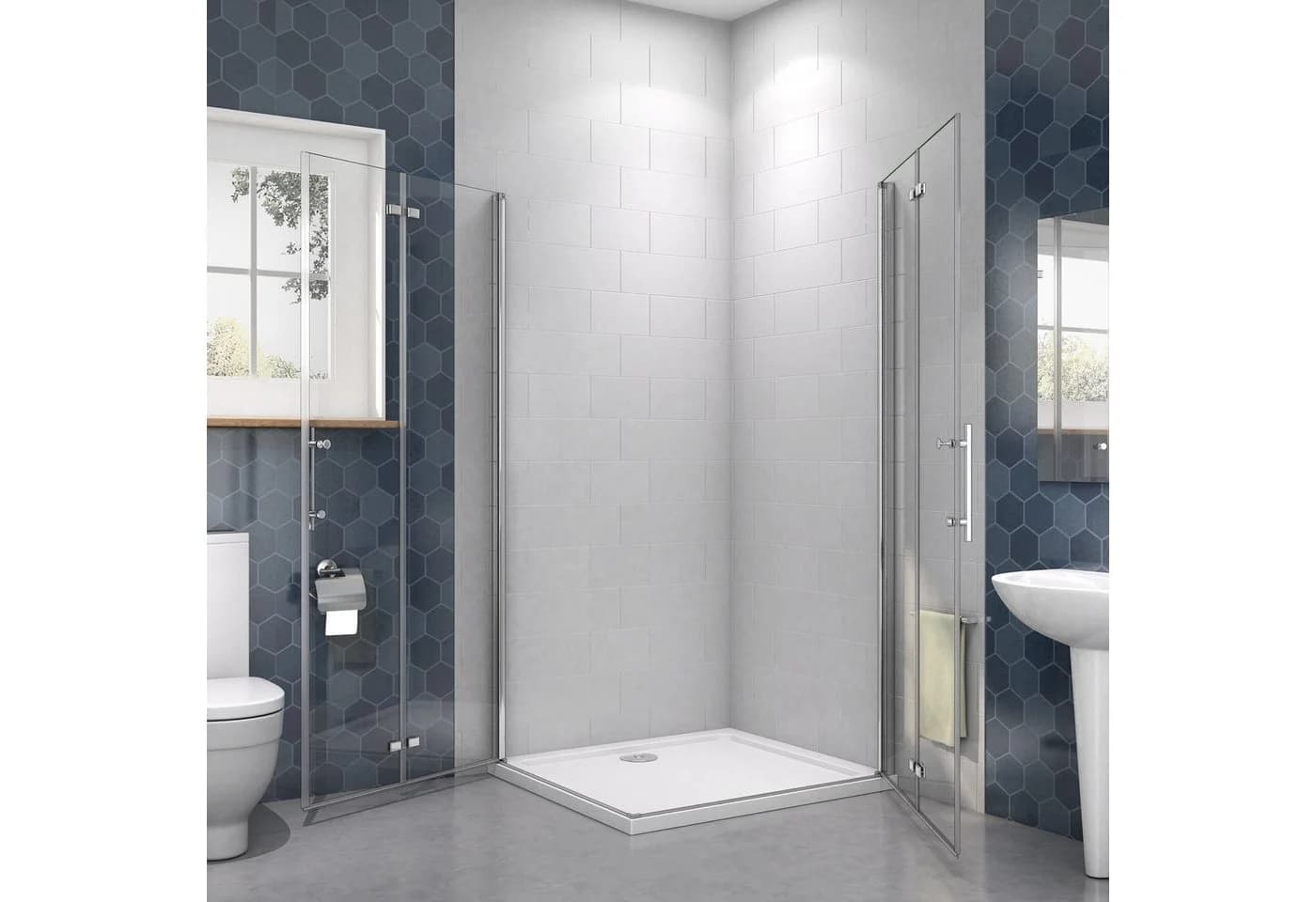 AICA Eckdusche Scharnier-Falttür mit Sicherheitsglas und NANO-Beschichtung - Bild 4
