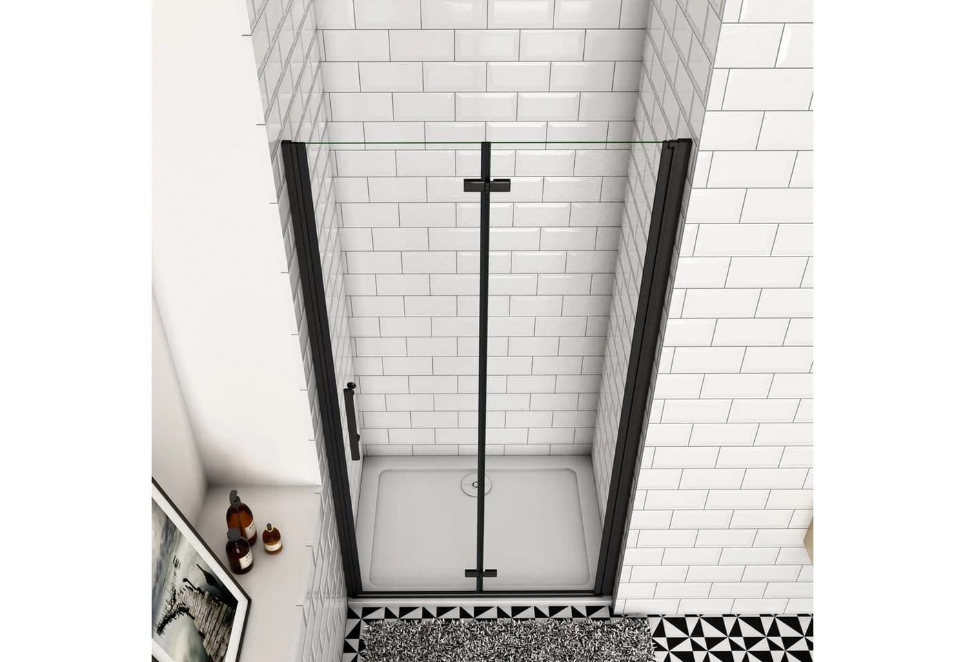 duschspa Dusch-Falttür 195cm Schwarz ESG Glas Nano-Beschichtung - Bild 5