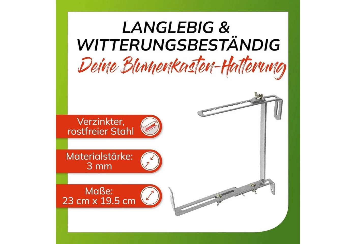 Bellissa Blumenkastenhalter 2er Set verzinkt silber - Bild 3