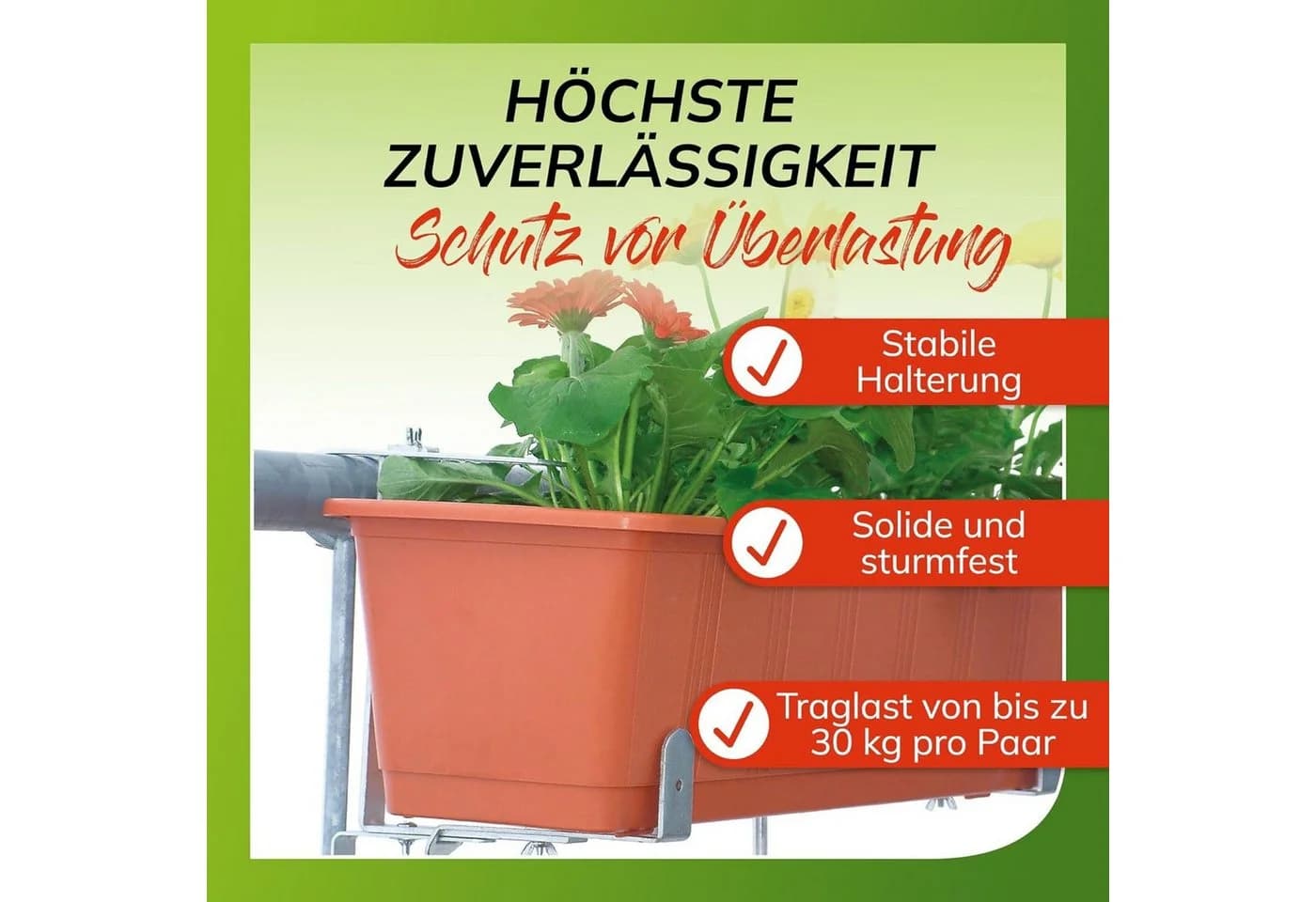 Bellissa Blumenkastenhalter 2er Set verzinkt silber - Bild 4