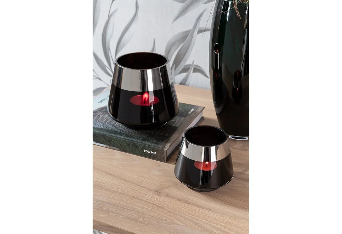 Fink Teelichthalter JONA Schwarz Glas Modern