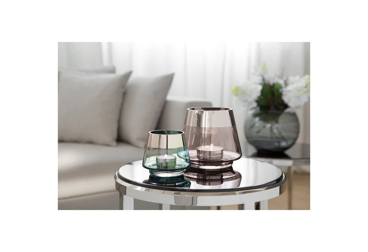 Fink Teelichthalter JONA Grau Silber Glas - Bild 3