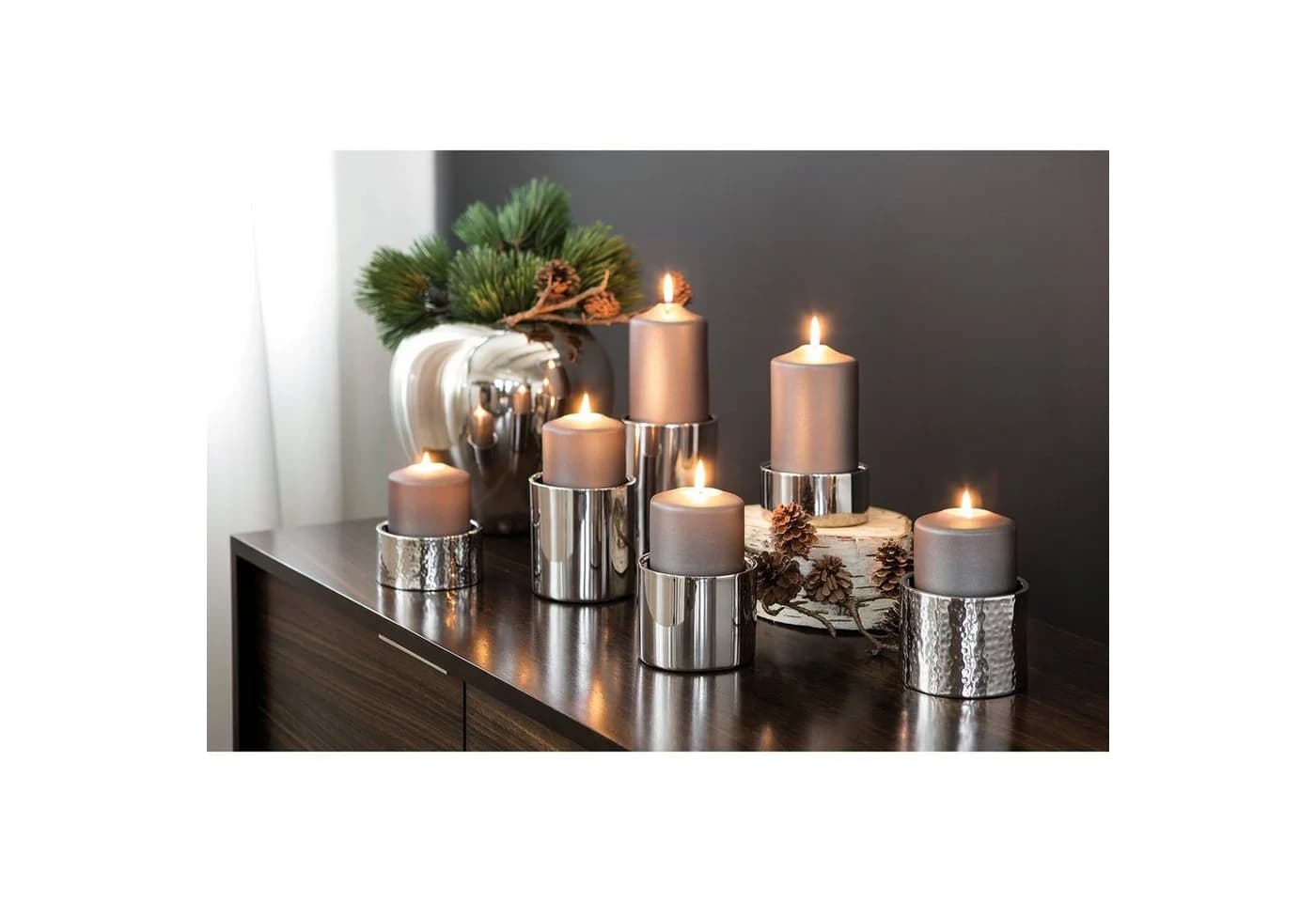 Fink Kerzenhalter SOBRIO Edelstahl Silber Modern