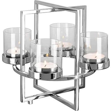 FINK Kerzenhalter NORMAN 4-flammig Silber Edelstahl Glas