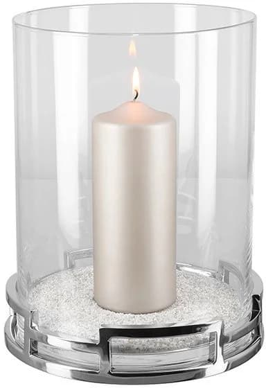 FINK Windlicht HOMMAGE Silber Edelstahl Glas 23cm - Bild 2