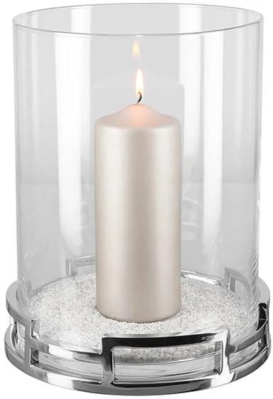 FINK Windlicht HOMMAGE Silber Edelstahl Glas 23cm - Bild 3