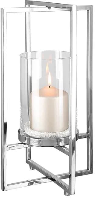 FINK Windlicht NORMAN silber Edelstahl Glas Kerzenhalter