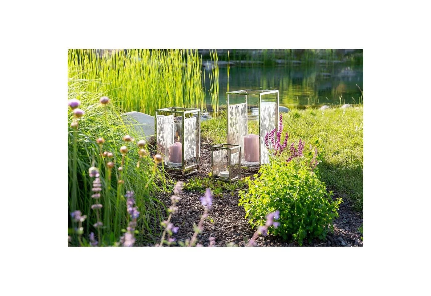 Fink Windlicht NICOSA Edelstahl Kerzenhalter mit Cut-Outs