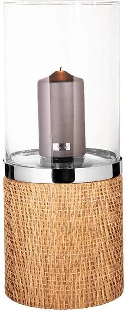 FINK Windlicht CATANIA Braun Silber Edelstahl Rattan Glas
