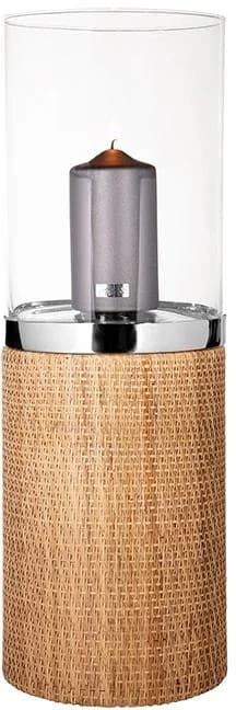 FINK Windlicht CATANIA Braun Silber Edelstahl Rattan Glas