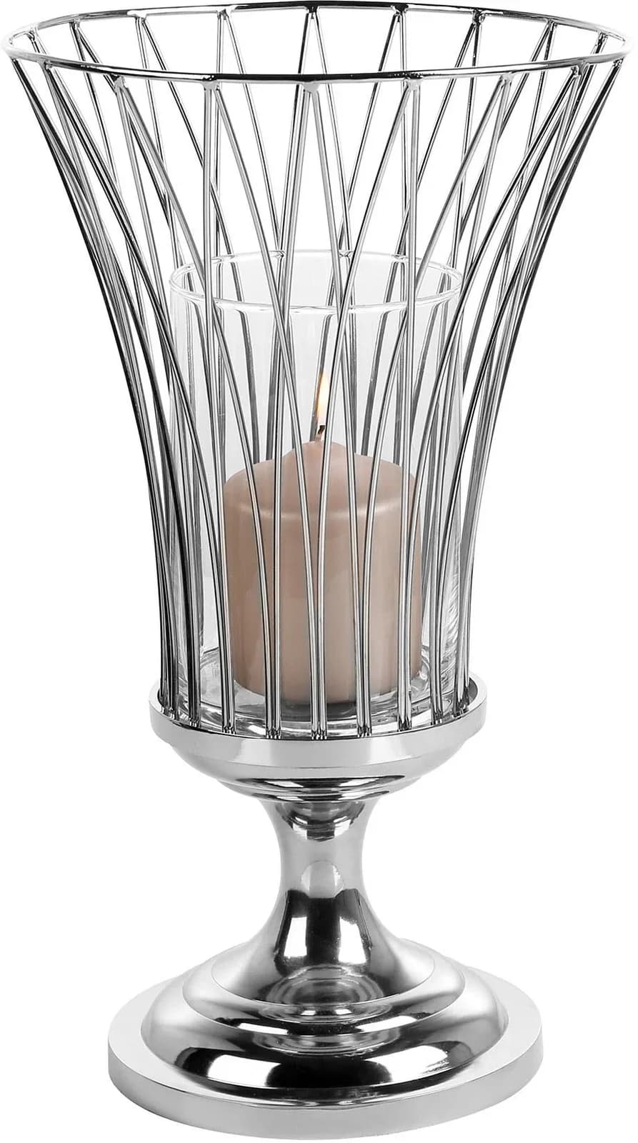 FINK Windlicht ALLEGRA Silber Edelstahl Glas