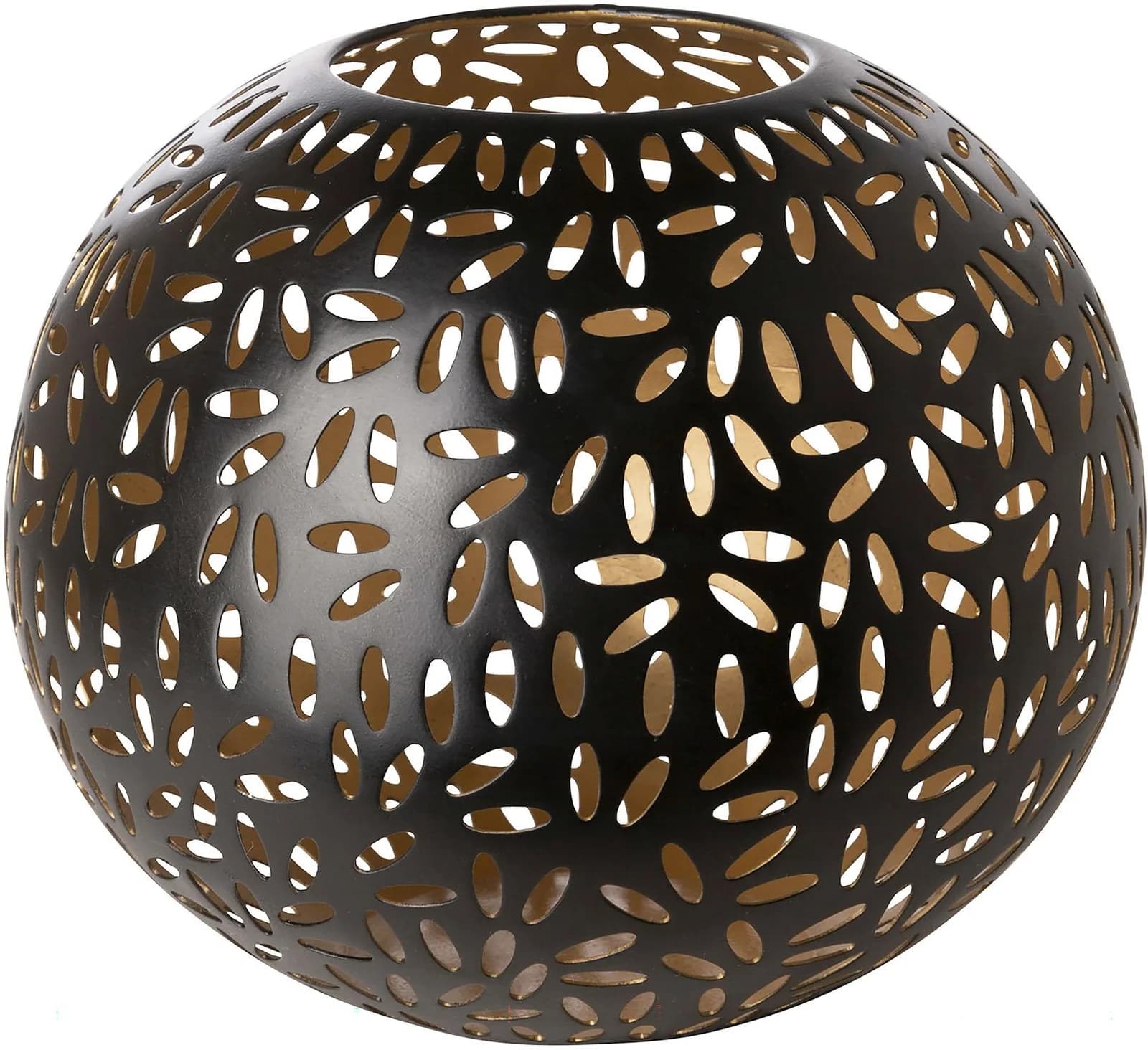 FINK Windlicht DARIA Schwarz Eisen Kugelform Cut-Outs