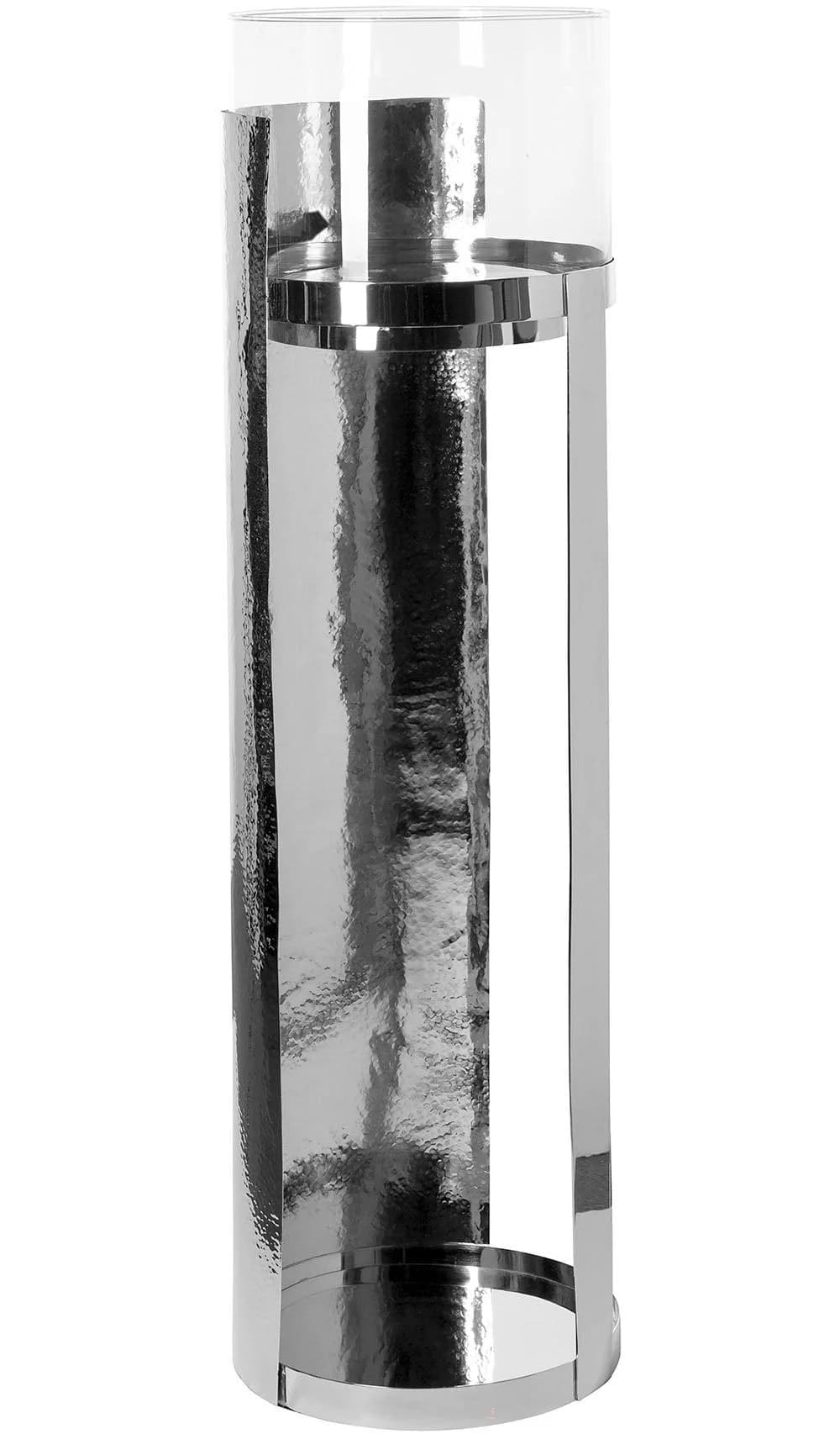 FINK MANIAC Bodenwindlicht Säule Silber Edelstahl Glas