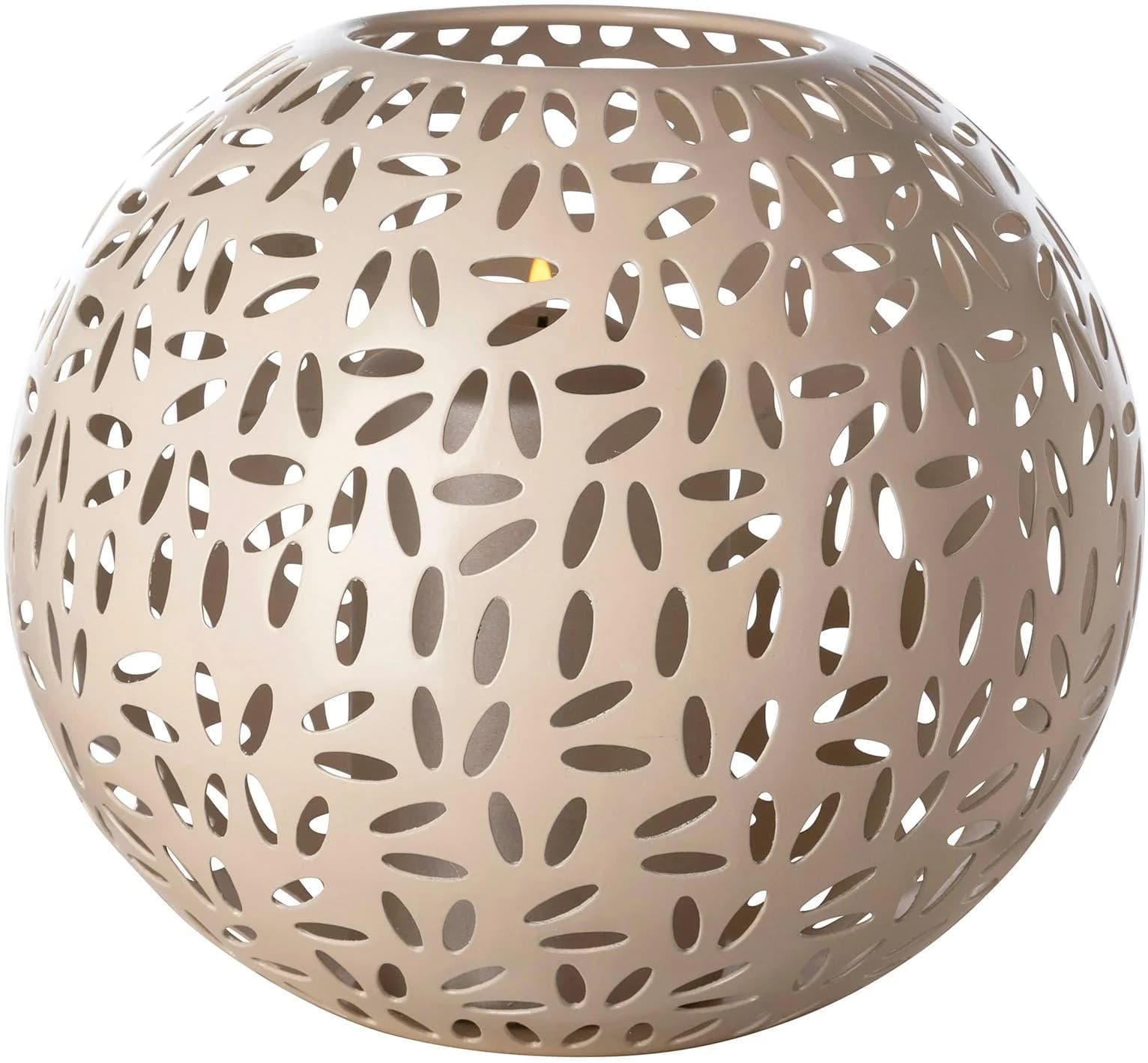 Windlicht FINK DARIA Taupe Eisen Kerzenhalter mit Cut-Outs