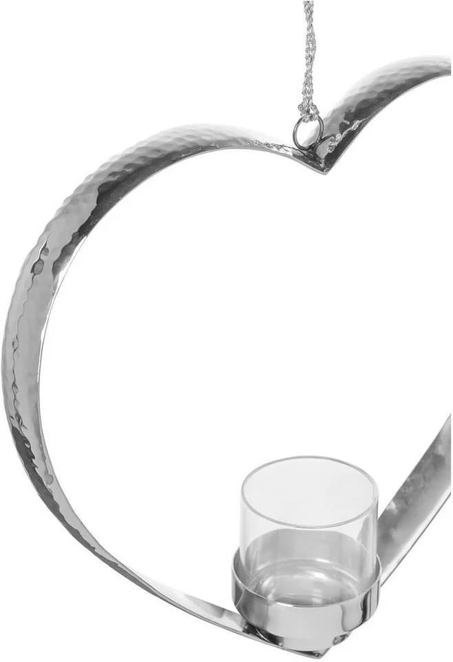 FINK DOREA Teelichthalter Silber Edelstahl Herzform mit Glas - Bild 3