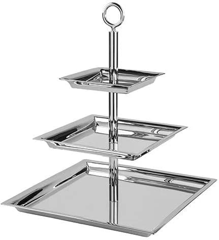 FINK Etagere Nagano Silber 3-stöckig Gehämmerte Optik
