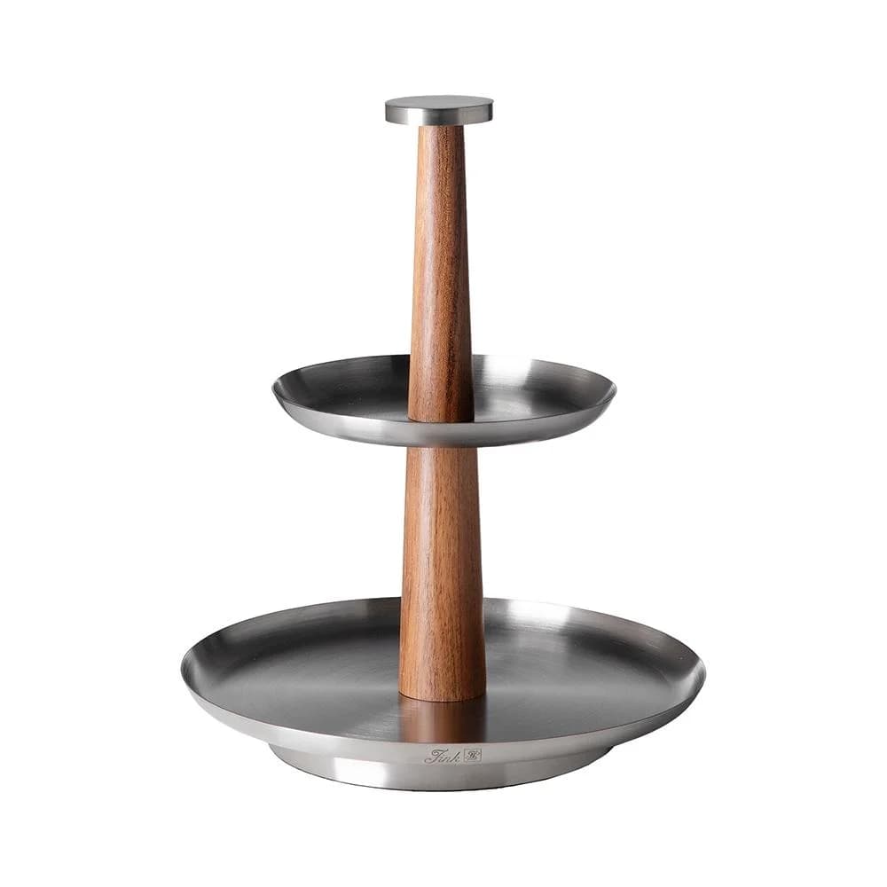 FINK Etagere ROMA Silber/Braun Akazienholz Edelstahl