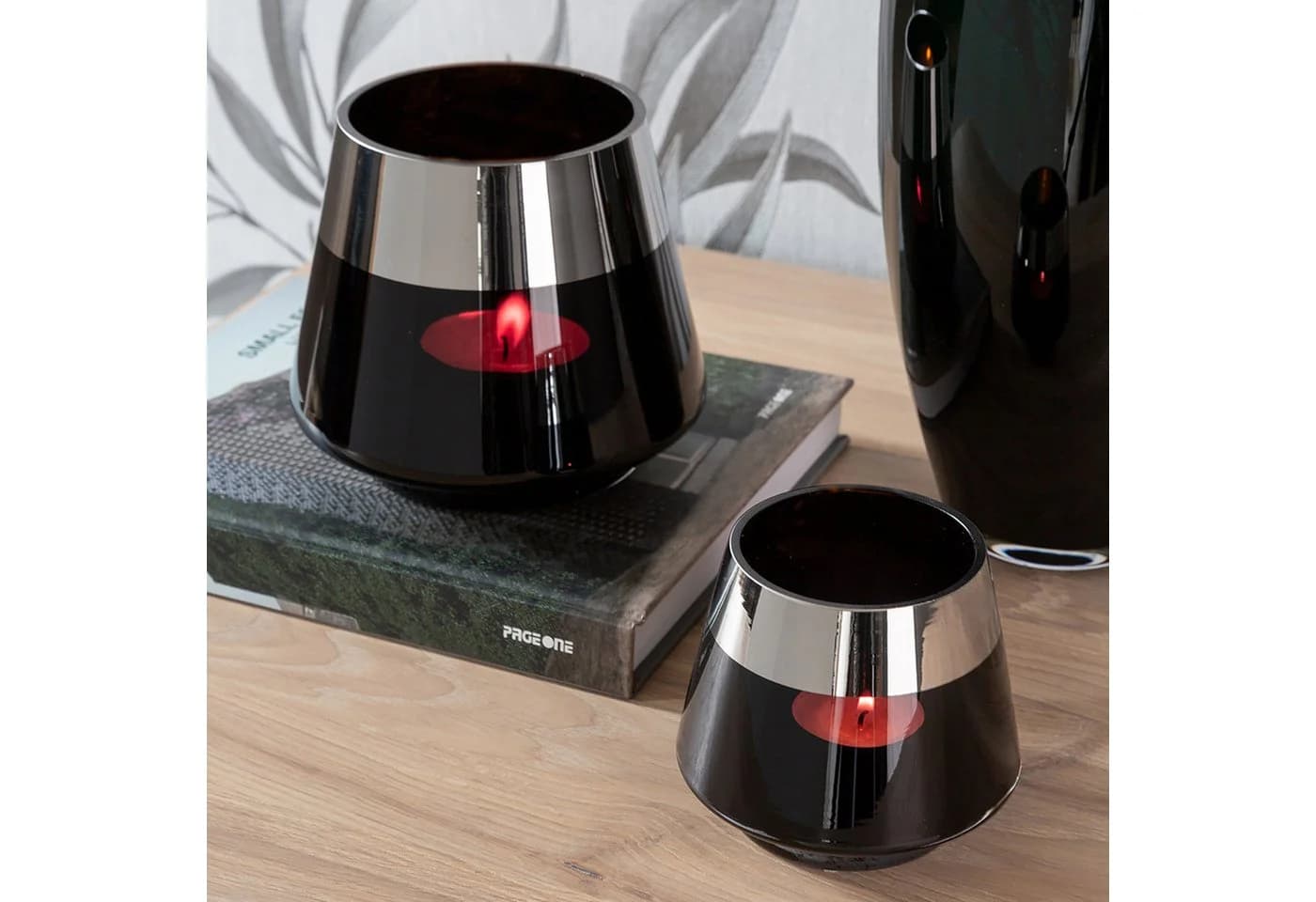 Fink Teelichthalter JONA 2er Set Glas Schwarz/Silber - Bild 5
