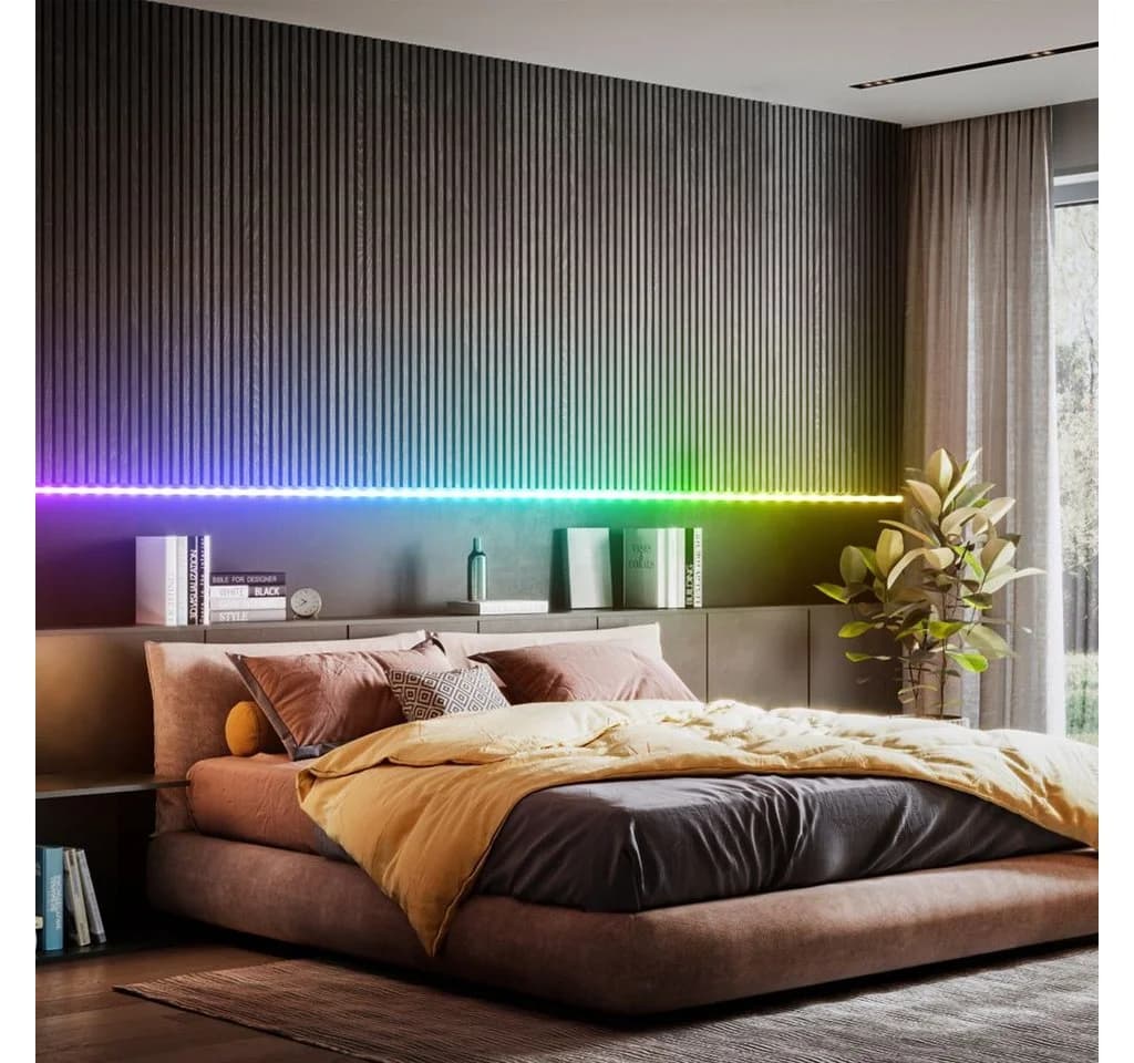 B.K.Licht LED-Streifen 5m Smart RGB-IC Flex-Band dimmbar Farbwechsel Wifi RGB Stripe USB 5V Fernbedienung selbstklebend