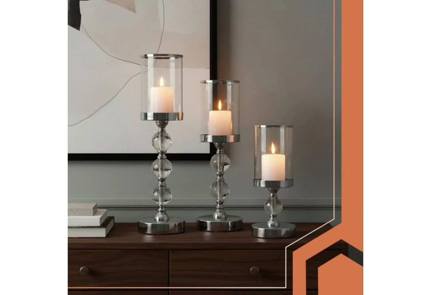 Ruhhy Kerzenständer Set 3-teilig Glamour Silber Kristalloptik