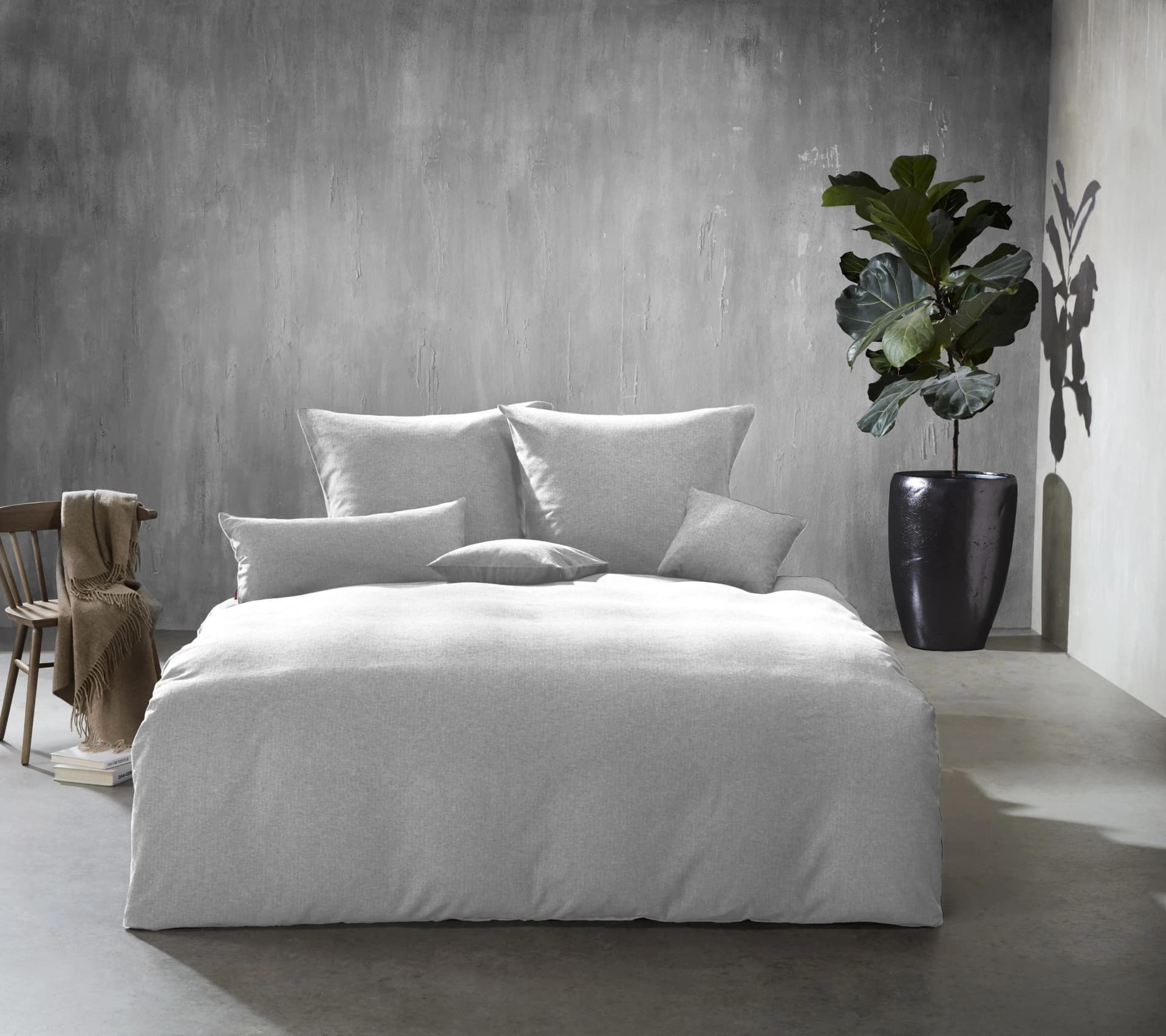 Fleuresse Bettwäsche Lech UNI Silber Flanell 100% Baumwolle