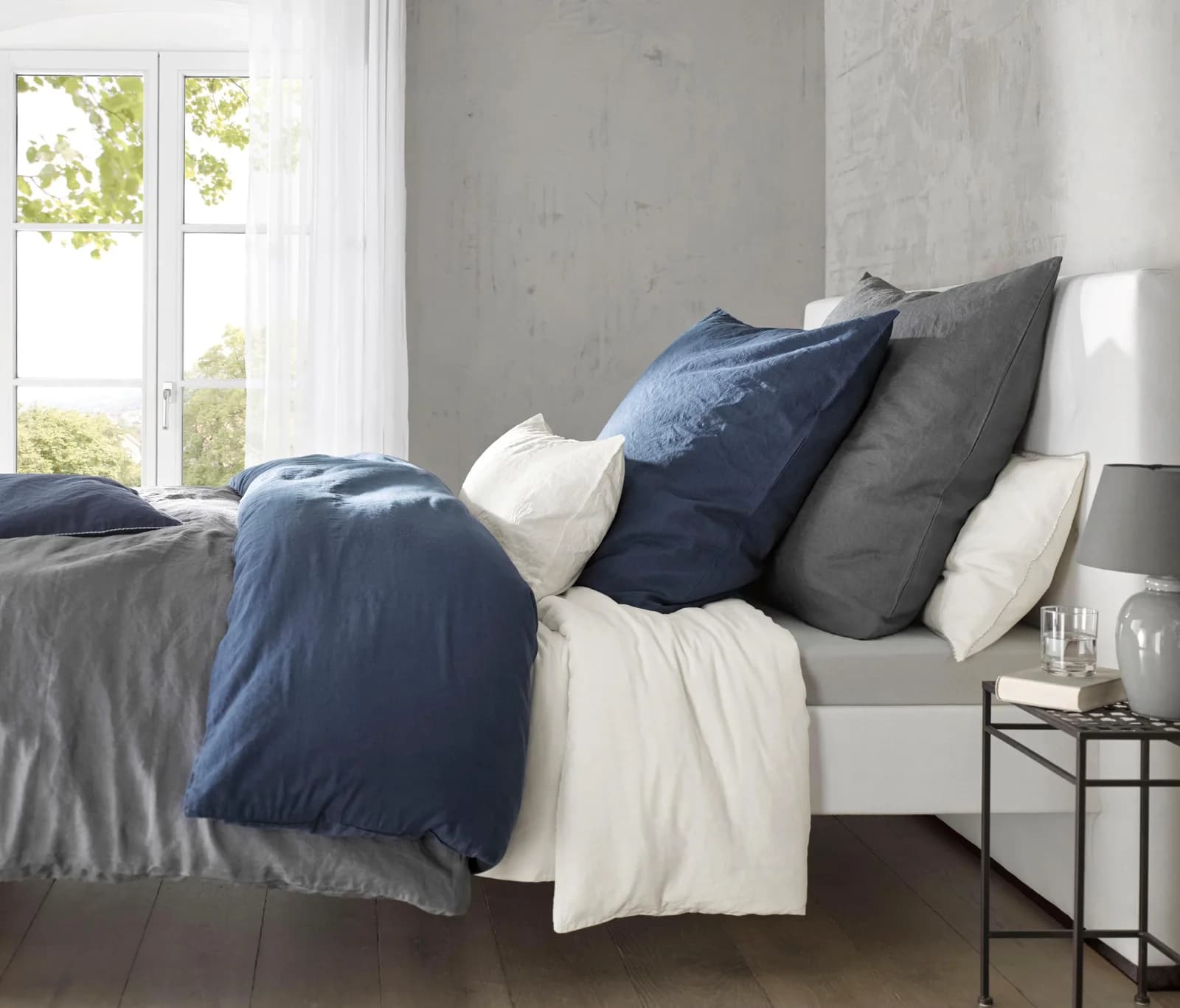 Fleuresse Bettwäsche Provence Halbleinen Navy 155x220 cm