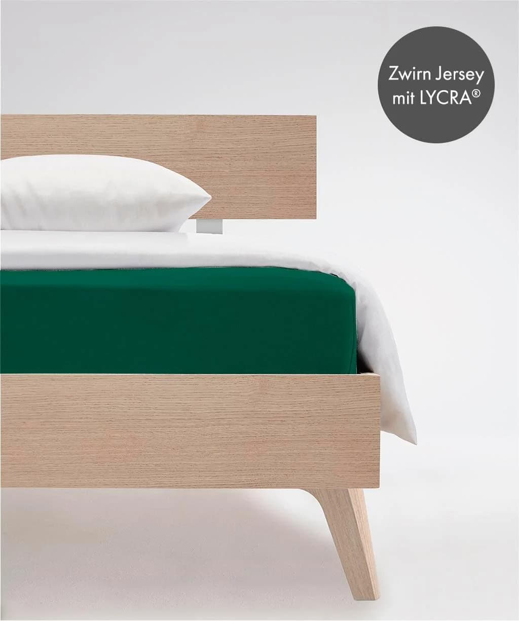 Fleuresse Comfort Spannbettlaken Jagdgrün Jersey-Elasthan 180cm