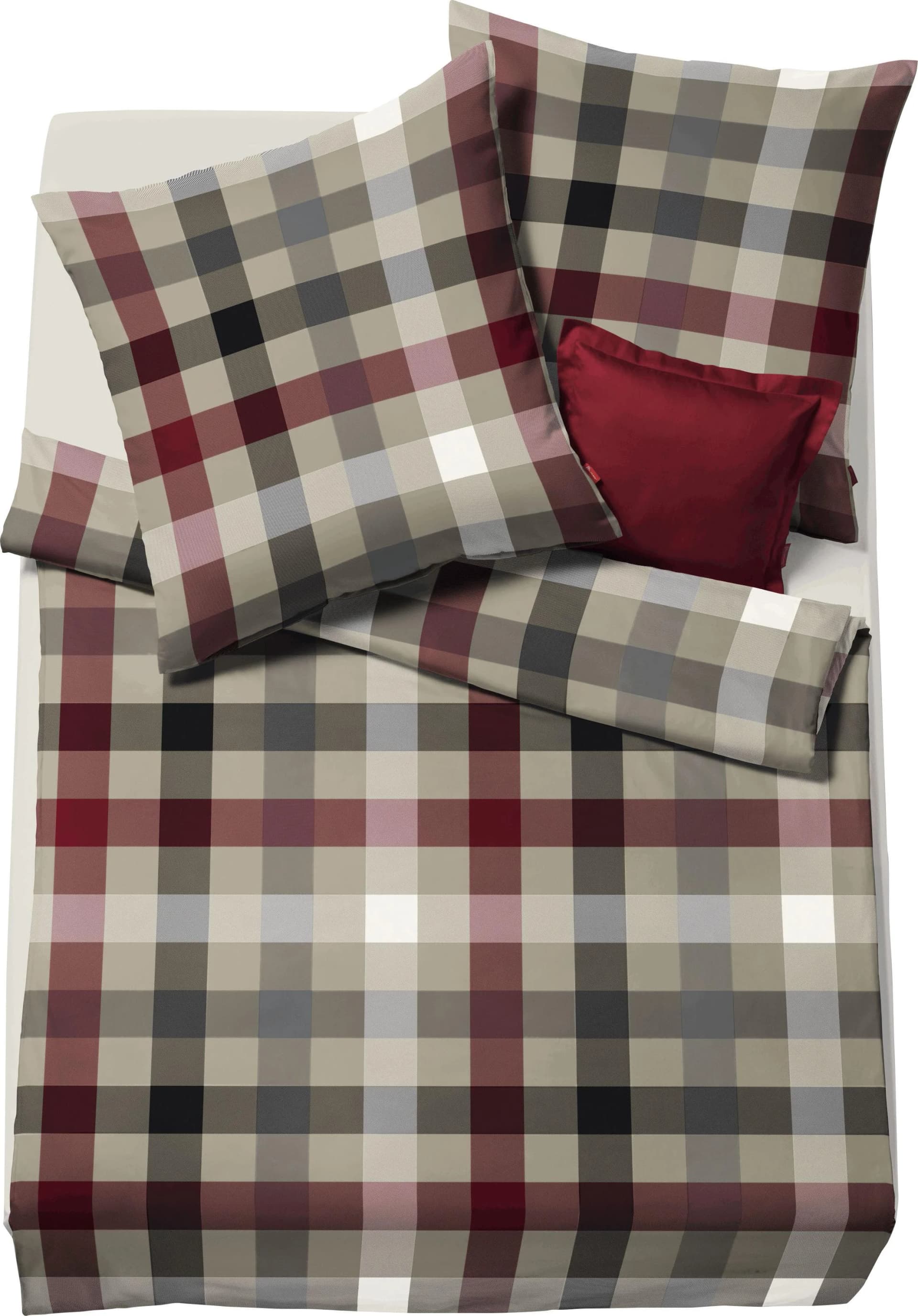 Fleuresse Bettwäsche Lech 3742 Rot Flanell Karo 3-tlg.