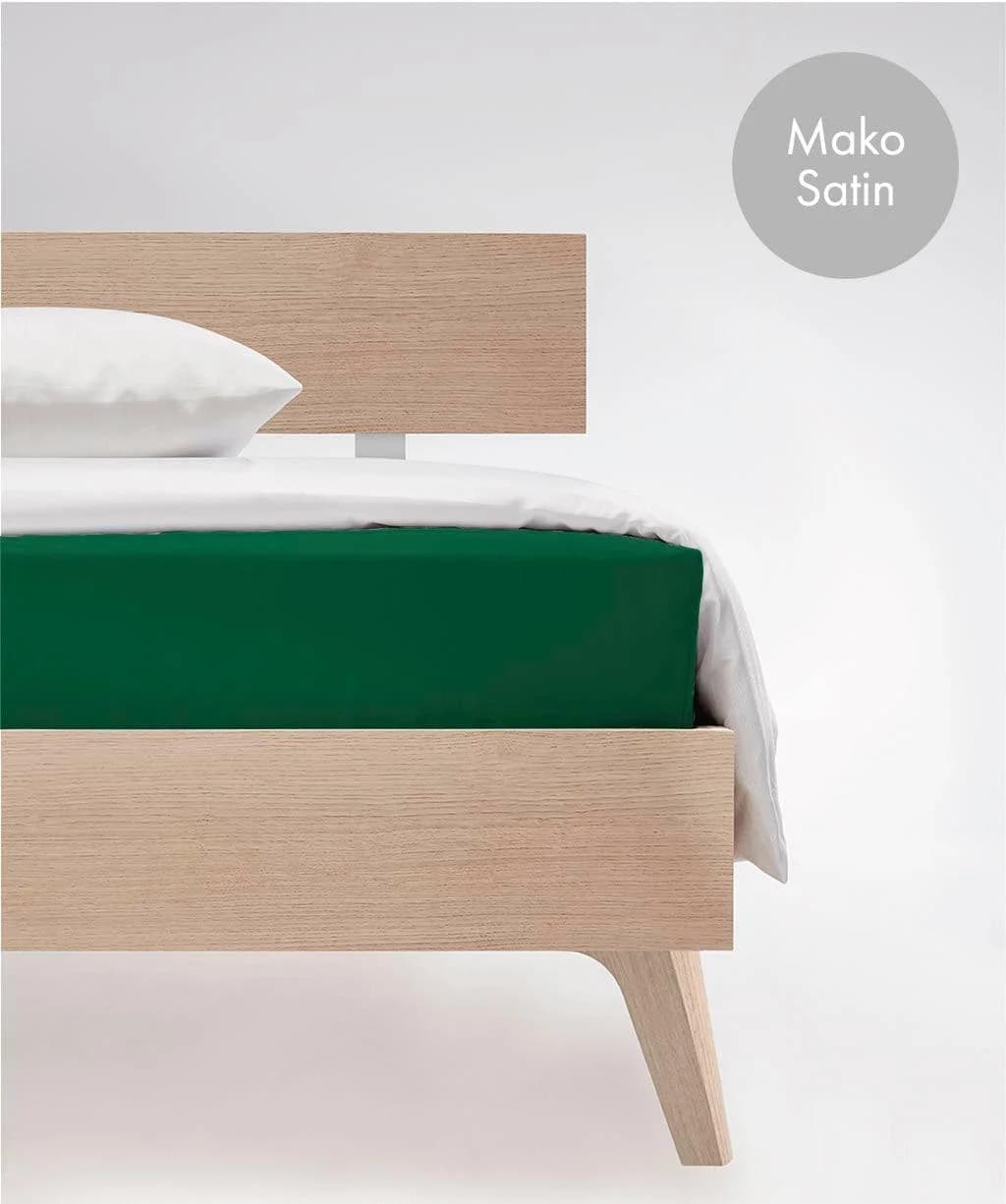 Fleuresse Spannbettlaken Mako-Satin Jagdgrün 100% Baumwolle