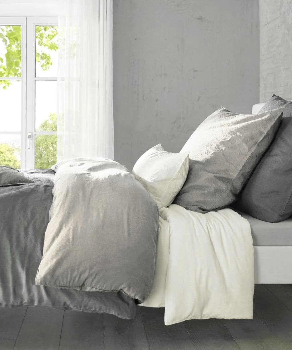 Fleuresse Bettwäsche Provence Grau Halbleinen 200x220cm