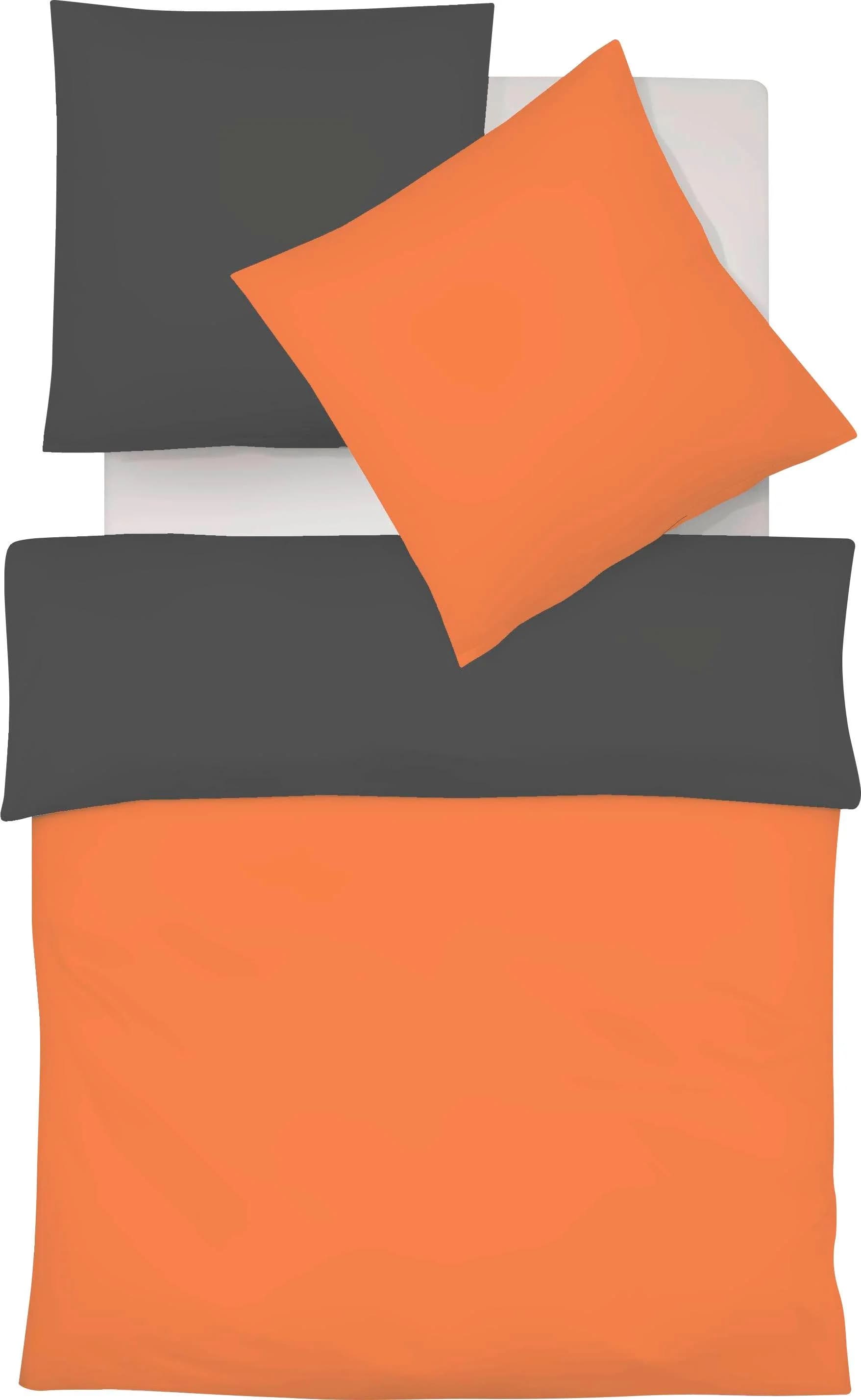 Fleuresse Wendebettwäsche Provence W Orange Grau Halbleinen