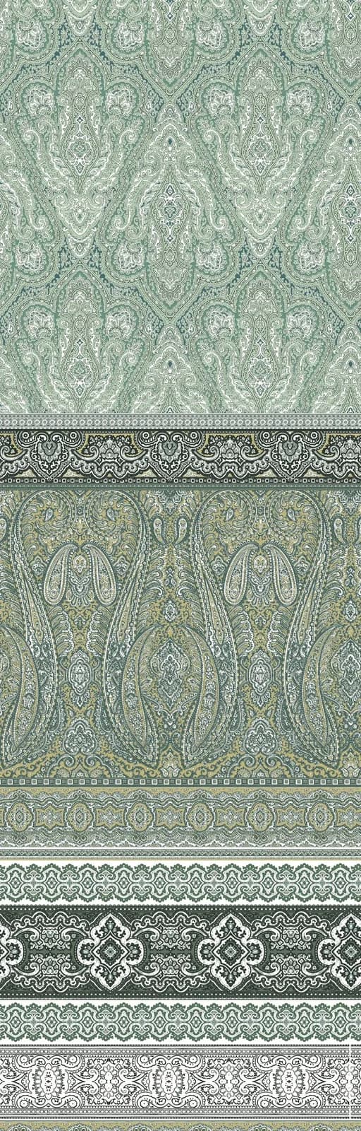 FLEURESSE Plaid Grün/Schwarz Mako Satin Baumwolle Paisley