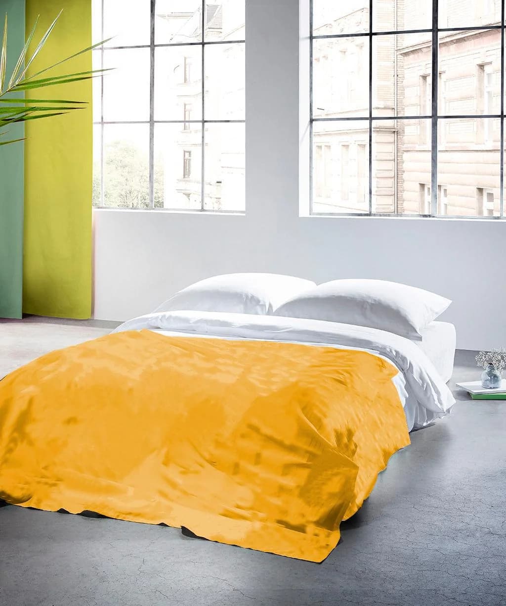 FLEURESSE Plaid Gelb Baumwolle Leinen Wohndecke